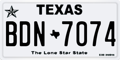 TX license plate BDN7074