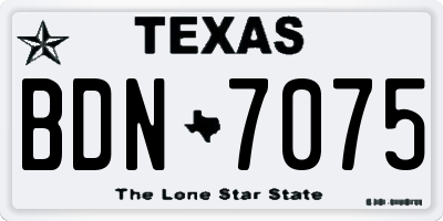 TX license plate BDN7075