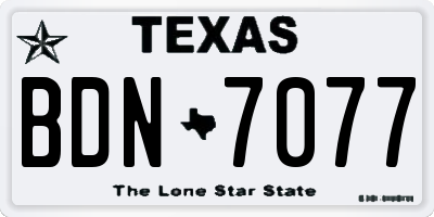 TX license plate BDN7077