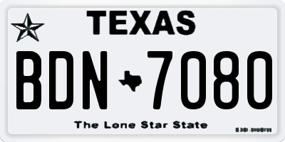 TX license plate BDN7080