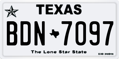 TX license plate BDN7097