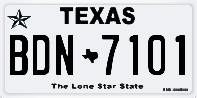 TX license plate BDN7101