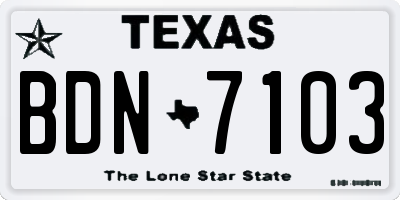TX license plate BDN7103