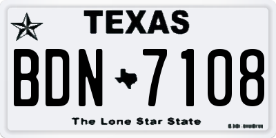 TX license plate BDN7108