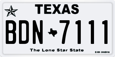 TX license plate BDN7111
