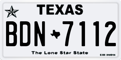 TX license plate BDN7112