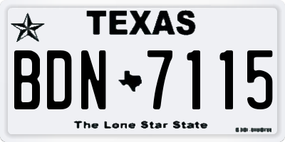 TX license plate BDN7115