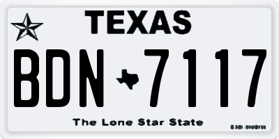 TX license plate BDN7117