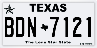 TX license plate BDN7121