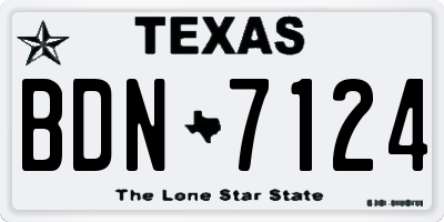 TX license plate BDN7124