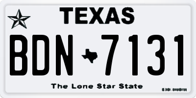 TX license plate BDN7131