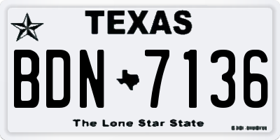 TX license plate BDN7136