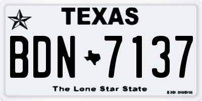 TX license plate BDN7137