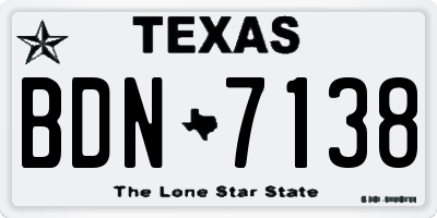 TX license plate BDN7138