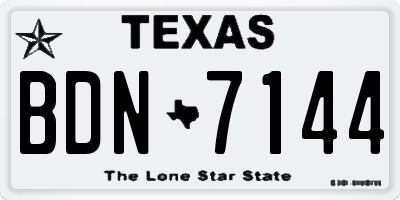 TX license plate BDN7144