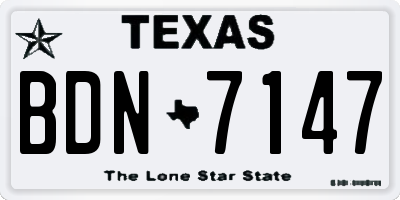 TX license plate BDN7147