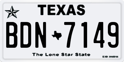 TX license plate BDN7149