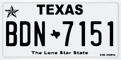 TX license plate BDN7151