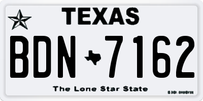 TX license plate BDN7162