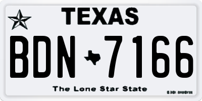TX license plate BDN7166