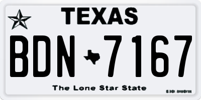 TX license plate BDN7167