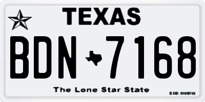 TX license plate BDN7168