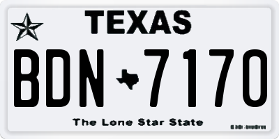 TX license plate BDN7170