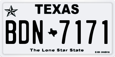 TX license plate BDN7171