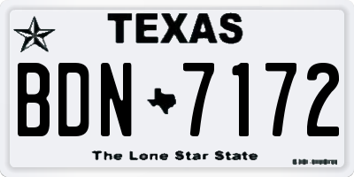 TX license plate BDN7172
