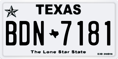 TX license plate BDN7181