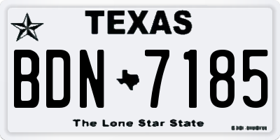 TX license plate BDN7185