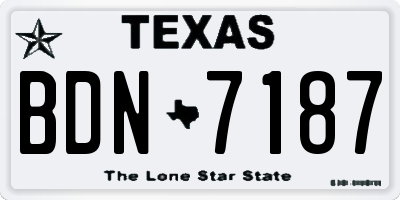 TX license plate BDN7187
