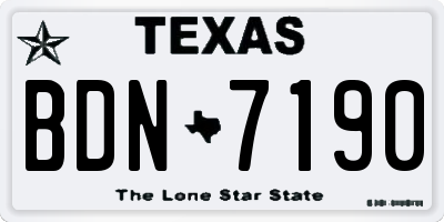 TX license plate BDN7190