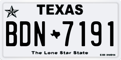TX license plate BDN7191
