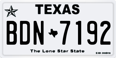 TX license plate BDN7192