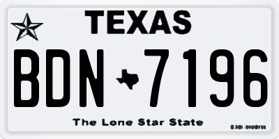 TX license plate BDN7196