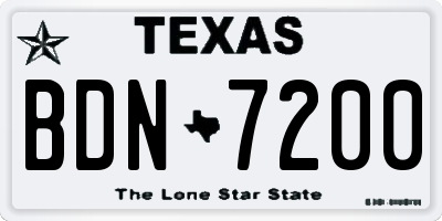 TX license plate BDN7200