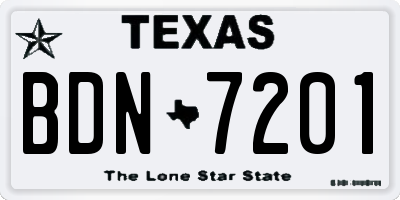 TX license plate BDN7201