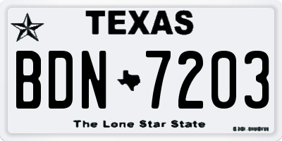 TX license plate BDN7203