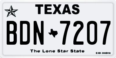 TX license plate BDN7207