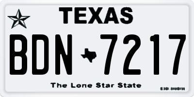TX license plate BDN7217