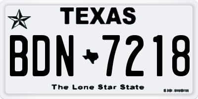 TX license plate BDN7218