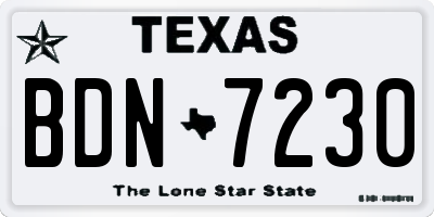 TX license plate BDN7230