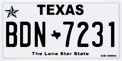TX license plate BDN7231