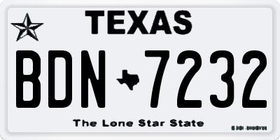 TX license plate BDN7232