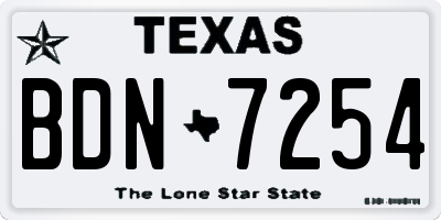 TX license plate BDN7254
