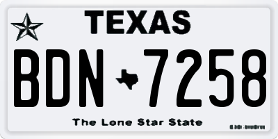 TX license plate BDN7258