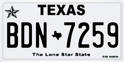 TX license plate BDN7259