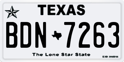 TX license plate BDN7263