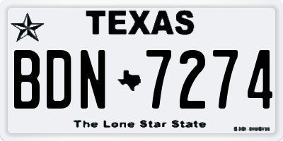 TX license plate BDN7274